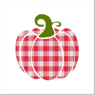 Farmhouse, Country, Red Gingham Pumpkin Posters and Art